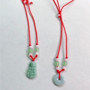 Burma Jade Buddha and donut pendant necklace